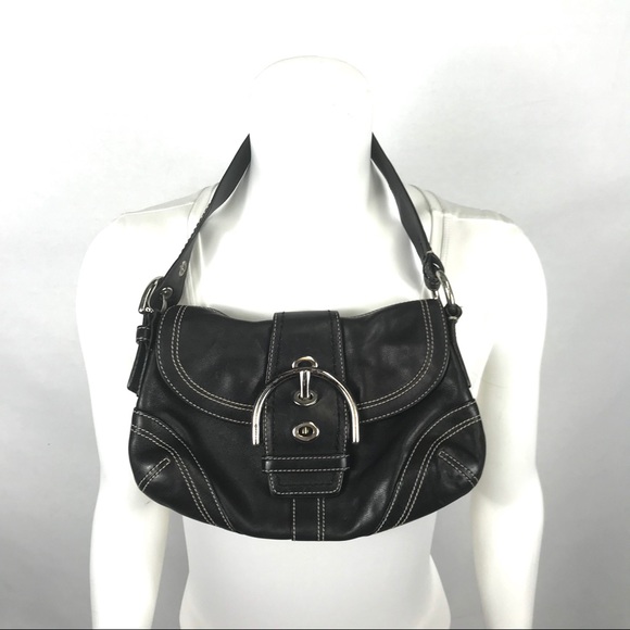 Coach Handbags - Coach leather black flap Hobo - small 10” x 7”